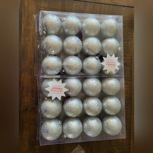 Silver glitter ornaments
